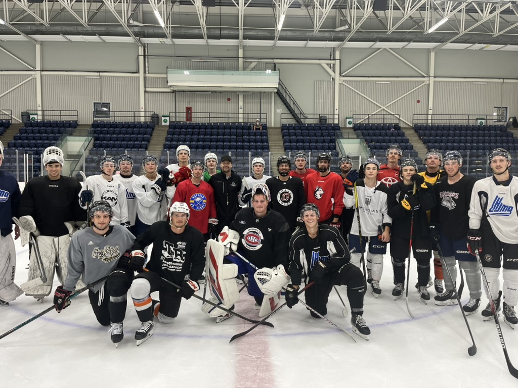 Groupe de joueurs sur la glace
